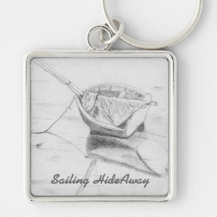 Porte-clés Bateau à voile sur la plage Art original