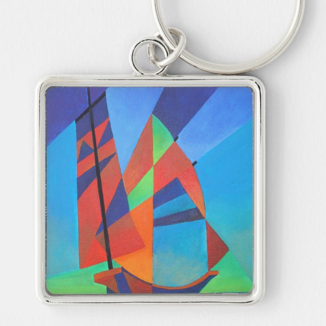 Porte-clés Bateau Abstrait Art Junk contre Deep Blue Sky (Devant)