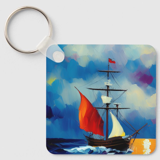 Porte-clés Bateau dans la nuit (Recto)