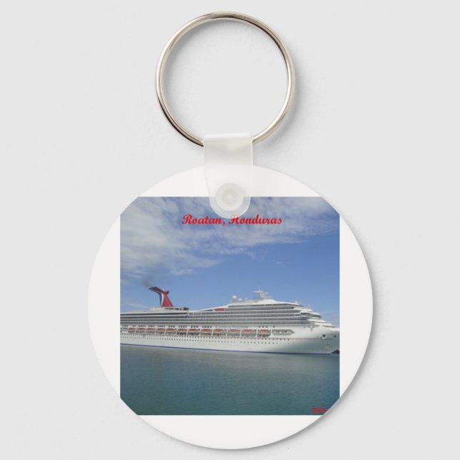 Porte-clés Bateau de croisière ancré à Roatan, le Honduras (Recto)