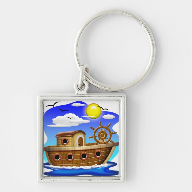 Porte-clés Bateau de pêche dessin animé (Devant)