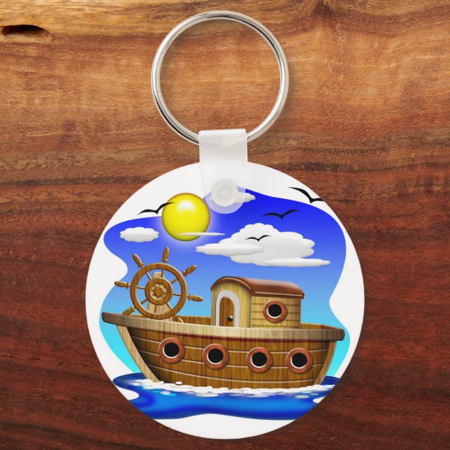 Porte-clés Bateau de pêche dessin animé  (Recto)