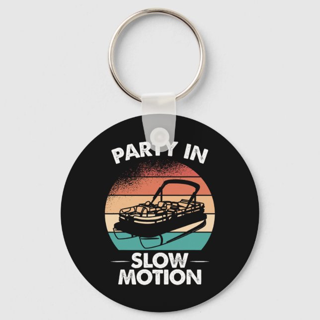 Porte-clés Bateau Ponton Coucher de Soleil Fête en Mouvement  (Recto)