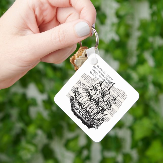 PORTE-CLÉS BATEAU VINTAGE AVEC DEVIS (main)