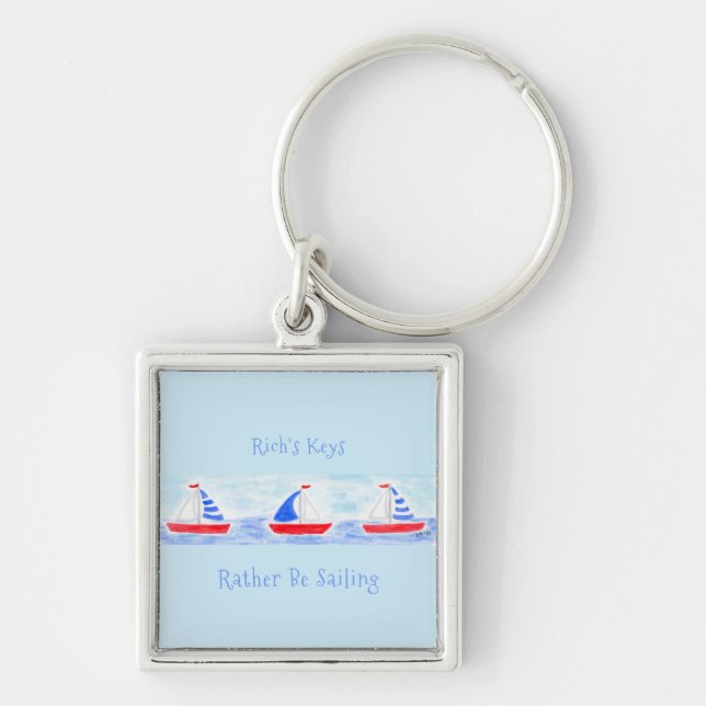 Porte-clés Bateaux À Voile Peints À La Main Plutôt Voile (Devant)