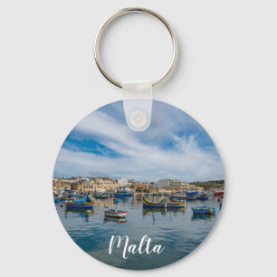 Porte-clés Bateaux de pêche traditionnels colorés dans le por