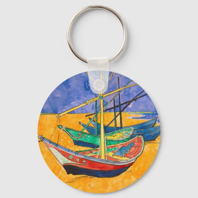 Porte-clés Bateaux de Van Gogh Impressionnisme Plage (Recto)