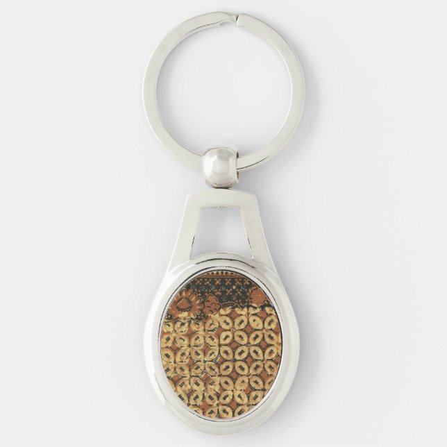 Porte-clés Batik Earthy Grain de Café Élégant Rustique Rugueu (Devant)