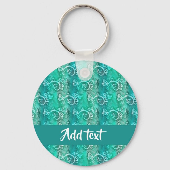 Porte-clés Batik tourbillons bleus à motif (Recto)