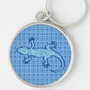 Porte-clés Batik Tribal Gecko - bleu denim doux