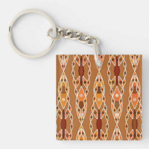 Porte-clés Batik Tribal - Rouille, Terracotta et Beige