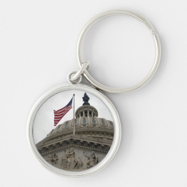 Porte-clés Bâtiment de capitol des USA avec le drapeau (Devant)