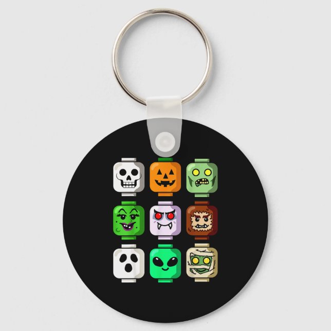 Porte-clés Bâtiment Halloween Brique Tête Citrouille Fantôme  (Recto)