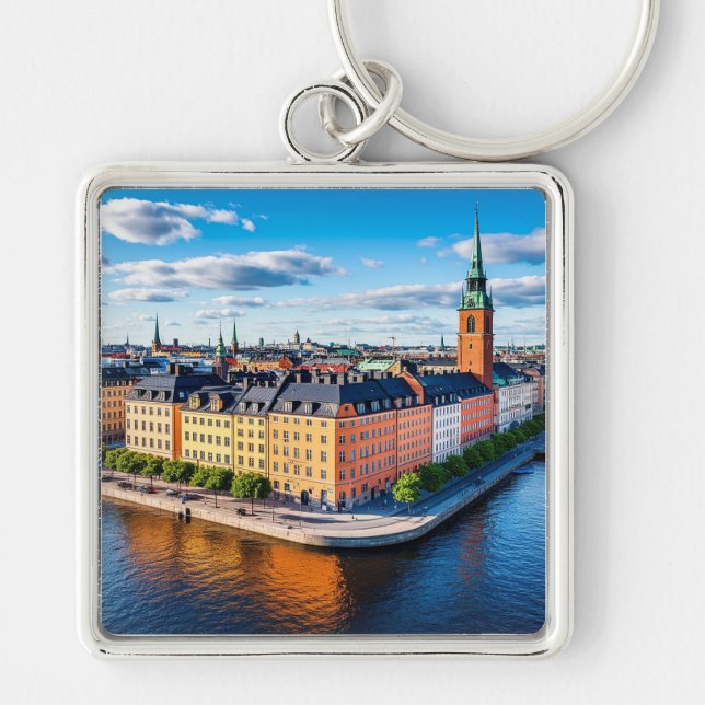 Porte-clés Bâtiments et église emblématique à Stockholm (Devant)