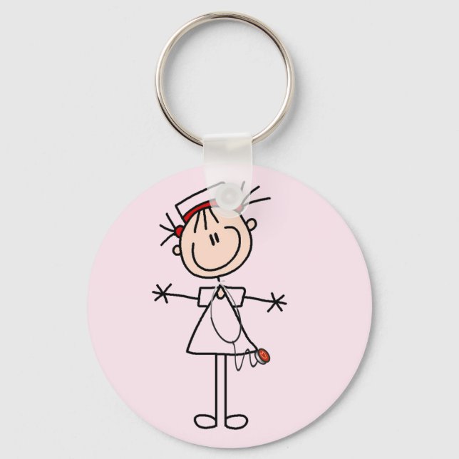Porte-clés Bâton blanc femelle Figure Infirmière 2 Cadeaux (Recto)