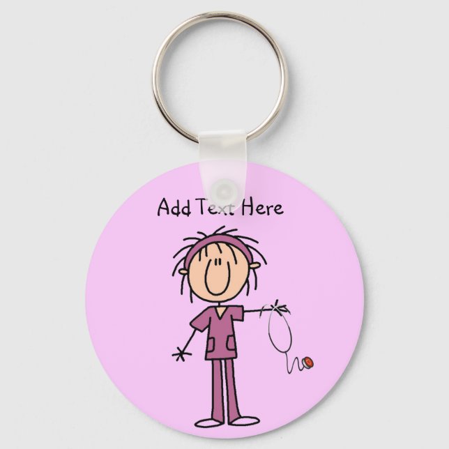 Porte-clés Bâton blanc pour femme Figure infirmière T-shirts  (Recto)