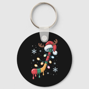 Porte-clés Bâton de hockey dégoulinant Chapeau de Noël de San