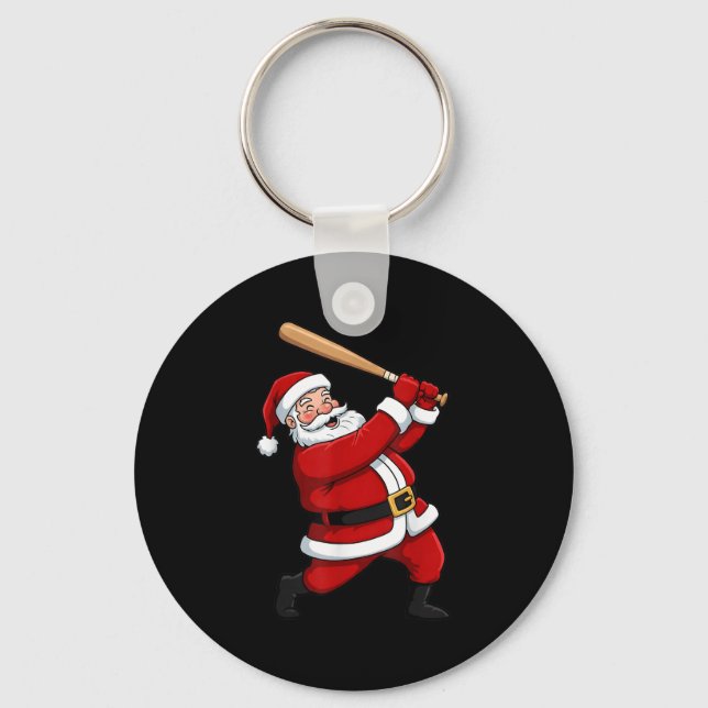 Porte-clés Batteur de baseball de Noël Père Noël Xmas Srt Pla (Recto)