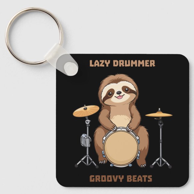 Porte-clés Batteur Sloth - Batterie Super Lazy Drummer (Recto)