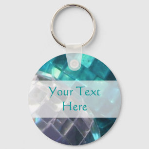 Porte-clés Baubles bleus détail "Votre texte" porte - clé