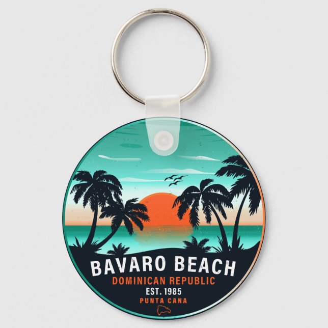 Porte-clés Bavaro Beach Dominicaine Retro Sunset Souvenir 60s (Recto)
