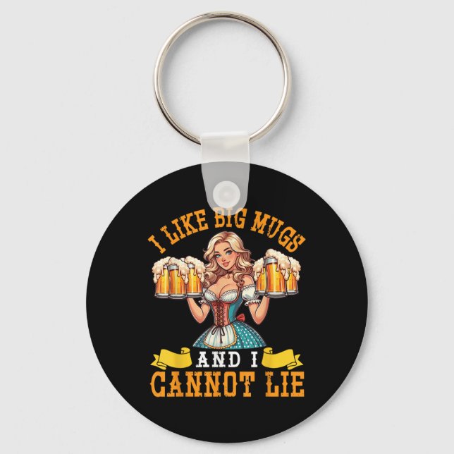 Porte-clés Bavaroise Beer Maiden J'Aime Les Grosses Mugs Et J (Recto)