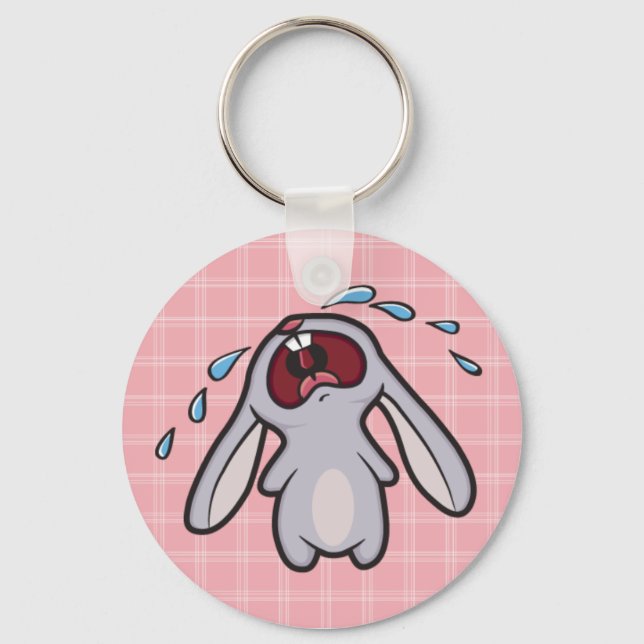 Porte-clés Bawling Bunny with Pink Checks Keychain (Recto)