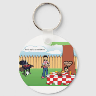 Porte-clés BBQ Familial Personnalisé, Maman célibataire, 1 Ca