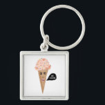 Porte-clés "BE COOL" Pink Ice Cream Cone with Sprinkles Funny<br><div class="desc">Customize this funny keychain with your own text,  your name or anything else you like. Get ready for summer with this sweet ice cream cone design,  hand drawn by me for you! Check my shop for lots more matching items!</div>