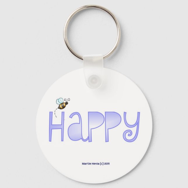 Porte-clés Be Happy - A Positive Word - Round (Bleu) (Recto)