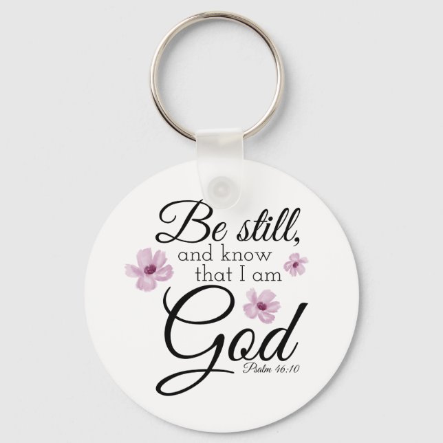 Porte-clés Be Still Psaum 46:10 Aquarelle Purple Flowers (Recto)