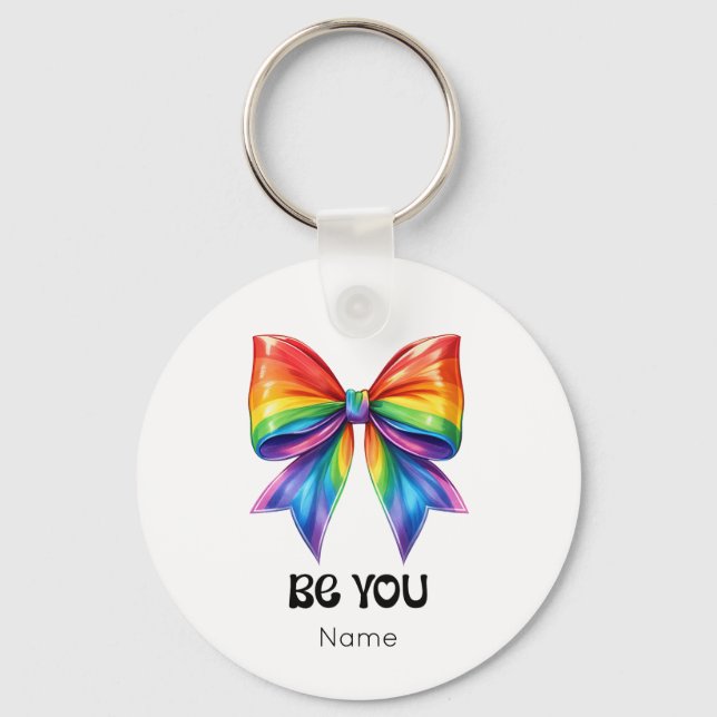 Porte-clés Be You Pride - Rainbow Coquette Bow Customisé (Recto)
