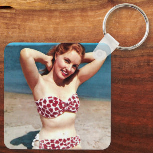 Porte-clés Beach Girl Vintage Pin Up Girl Photo Porte - clé