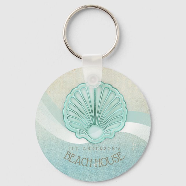 Porte-clés Beach House Clam Shell Aqua Blue ID623 (Recto)