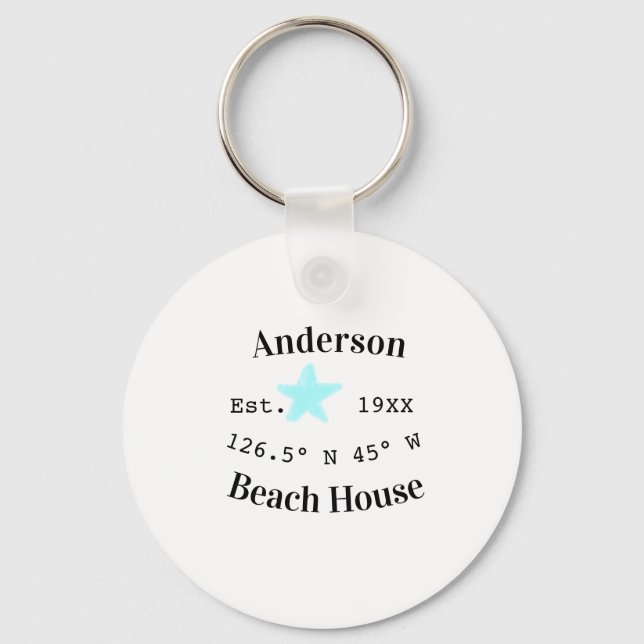 Porte-clés Beach house Date year custom coordinates add est. (Recto)