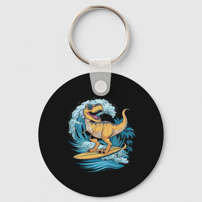 Porte-clés Beach Surfing Dinosaur T-rex Surfer  (Recto)