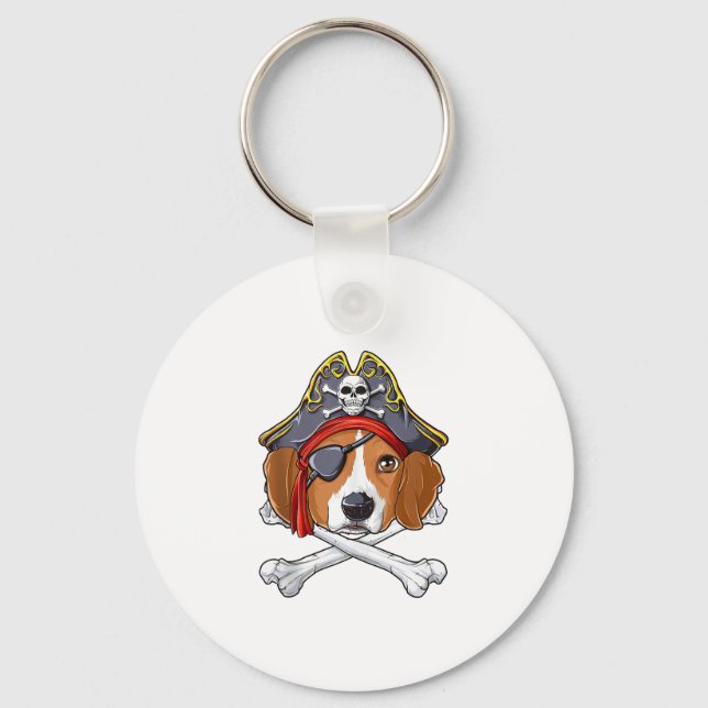 Porte-clés Beagle Costume de pirate Jolly roger Drapeau Croix (Recto)