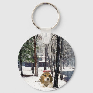 Porte-clés Beagle dans le porte - clé de neige