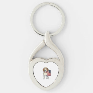 Porte-clés Beagle patriotique avec drapeau vintage vector art