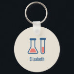 Porte-clés Beaker & Test Tube Science Themed<br><div class="desc">Un porte - clé avec un dessin mignon d'un tube d'essai et d'un bécher. Parfait pour les types scientifiques.</div>