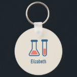 Porte-clés Beaker & Test Tube Science Themed<br><div class="desc">Un porte - clé avec un dessin mignon d'un tube d'essai et d'un bécher. Parfait pour les types scientifiques.</div>