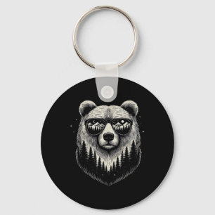 Porte-clés Bear Sungles Nature Scène Art Design Pour Les Femm