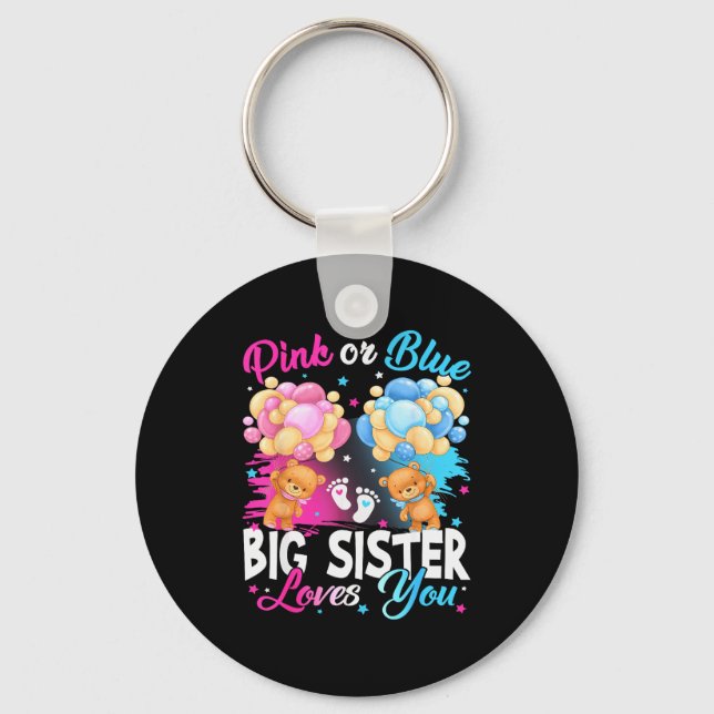Porte-clés Bears Nk Or Blue Big Sister Loves You Gender Revea (Recto)