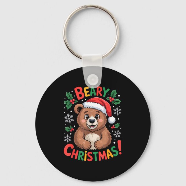 Porte-clés Beary Christmas Cute Bear Santa Funny Holiday  (Recto)