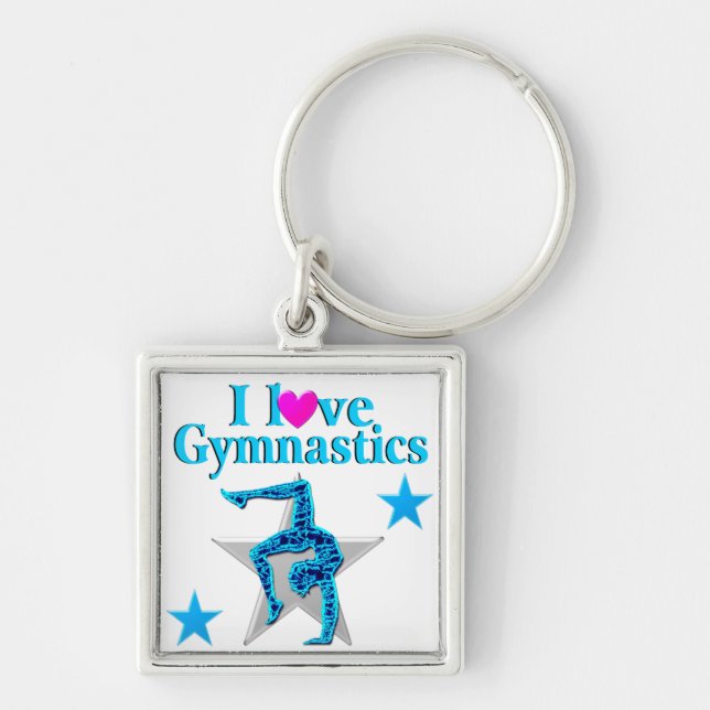 PORTE-CLÉS BEAU BLEU J'AIME LA GYMNASTIQUE (Devant)