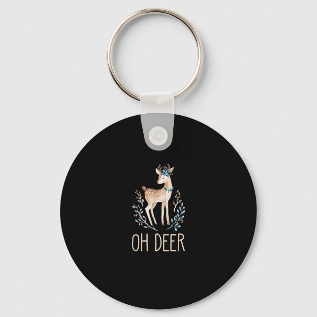 Porte-clés Beau Cerf Drôle Oh Cerf Design Moderne (Recto)