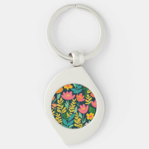 Porte-clés Beau champ fleuri coloré
