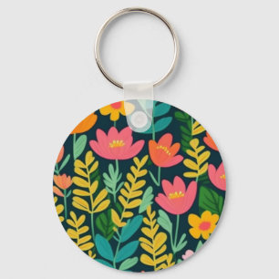 Porte-clés Beau champ fleuri coloré