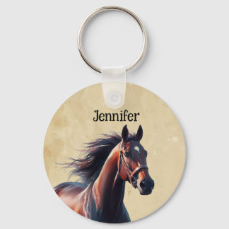 Porte-clés Beau Cheval Brown Nom personnalisé