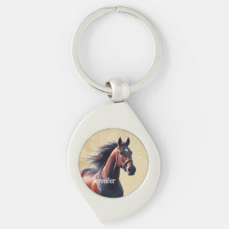 Porte-clés Beau Cheval Brown Nom personnalisé